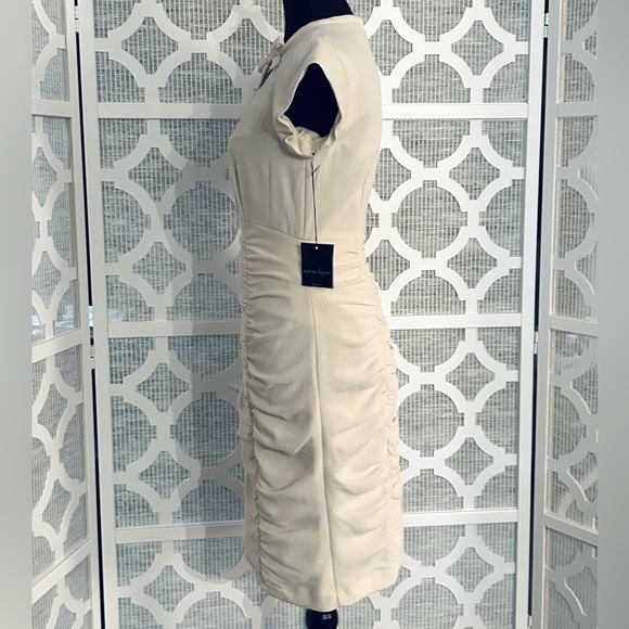 NWT Size 2 NANETTE LEPORE Elegant Cream Ruched Dress Bow Short Designer Ivory XS - Picture 5 of 14